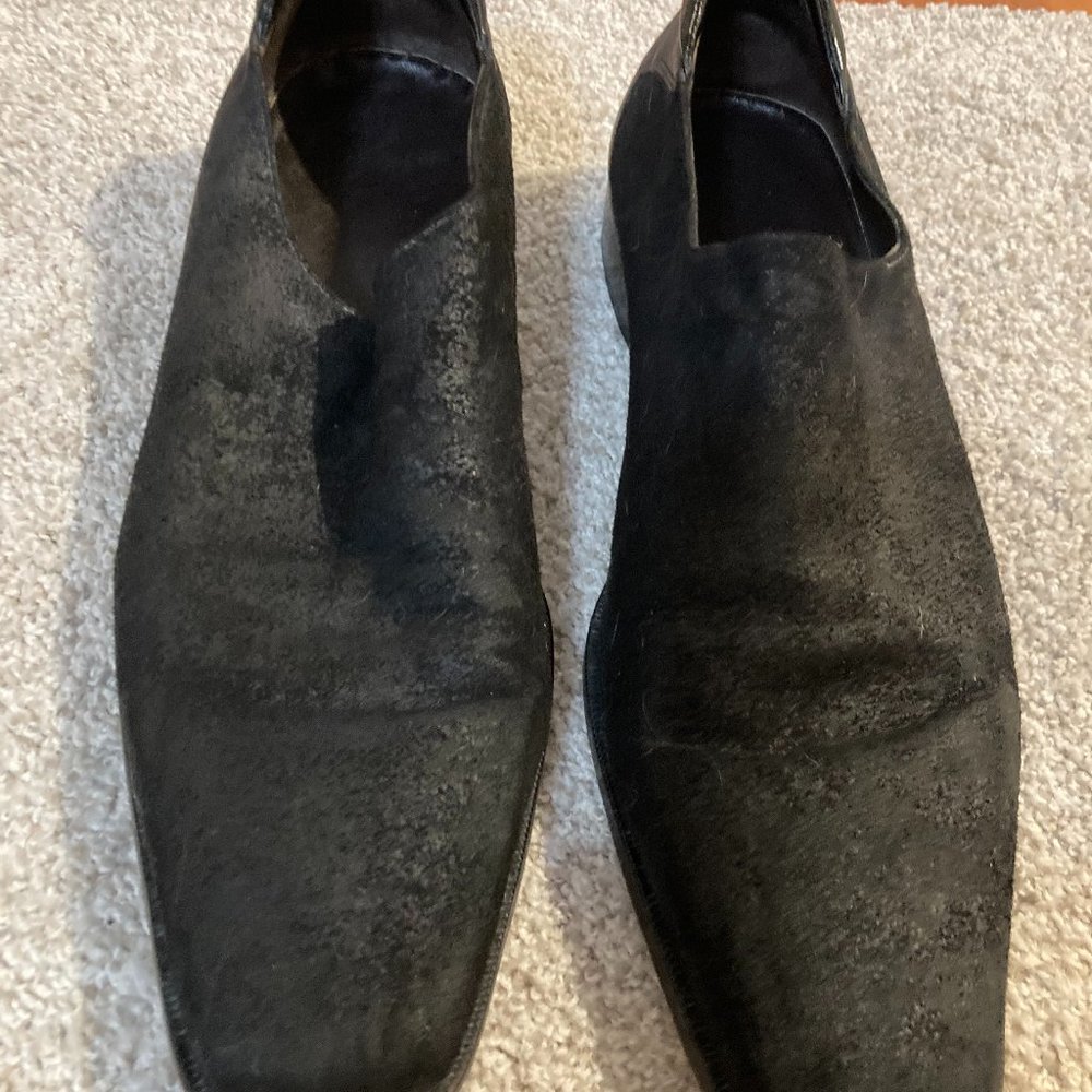 Men's Donald Pilner Black Suede Loafers Size 14